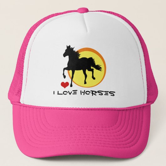 I Love Horses & Black Horse Running / Horticulture Trucker Pet (Voorkant)