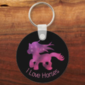 I Love Horses Cute Pink Glam Horse Sleutelhanger (Achterkant)