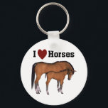 I Love Horses Keyring Sleutelhanger<br><div class="desc">Als je van paarden houdt of een dierenliefhebber kent die dat doet,  is dit een geweldig cadeau voor paardenliefhebbers. Dit grafisch show een paard en haar kou en de woorden die ik van paarden hou.</div>