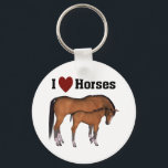 I Love Horses Keyring Sleutelhanger<br><div class="desc">Als je van paarden houdt of een dierenliefhebber kent die dat doet,  is dit een geweldig cadeau voor paardenliefhebbers. Dit grafisch show een paard en haar kou en de woorden die ik van paarden hou.</div>