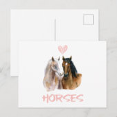 I Love Horses Portrait Uitnodiging Briefkaart (Voorkant / Achterkant)