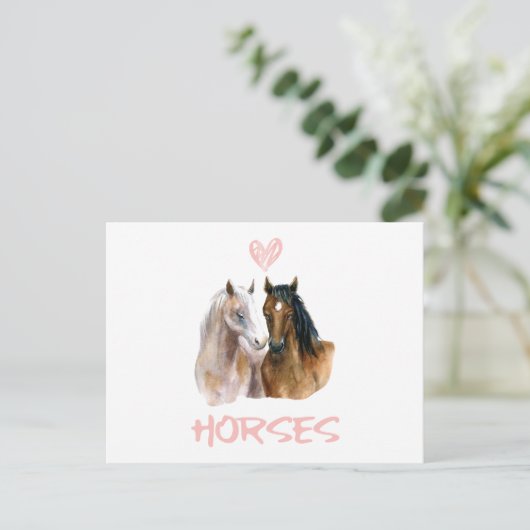 I Love Horses Portrait Uitnodiging Briefkaart (Staand voorkant)