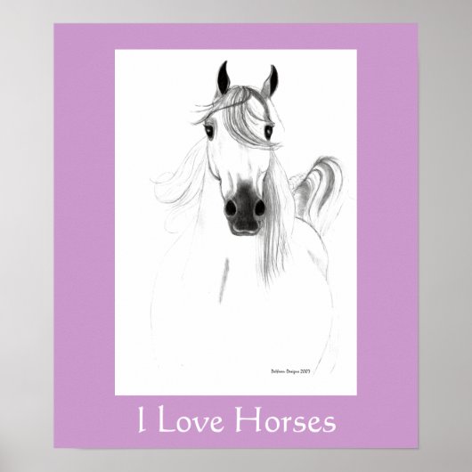 I Love Horses Poster - Gepersonaliseerd (Voorkant)