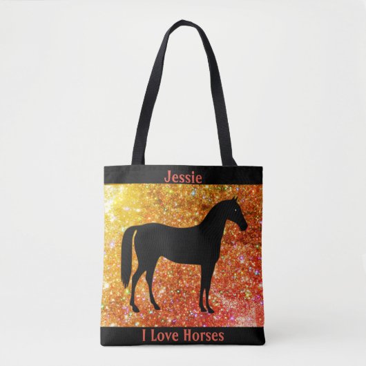 I Love Horses Sparkle Canvas tas (Voorkant)