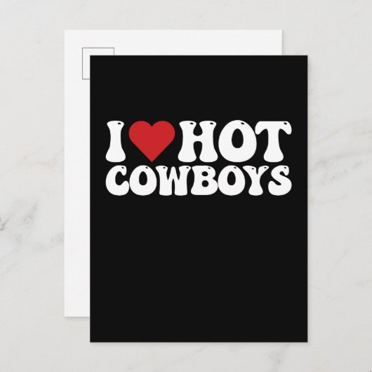 I Love Hot Cowboys Uitnodiging Briefkaart (Voorkant / Achterkant)