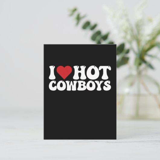I Love Hot Cowboys Uitnodiging Briefkaart (Staand voorkant)