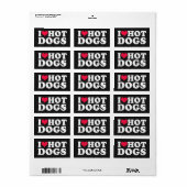 I Love Hot Dogs Rectangular Etiket (Full Sheet)