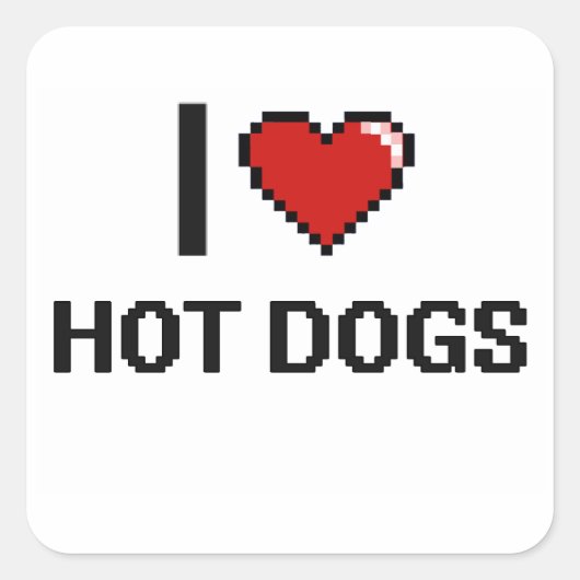 I Love Hot Dogs Vierkante Sticker (Voorkant)