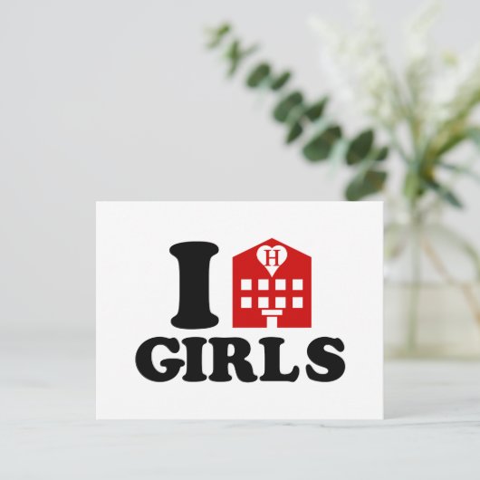 I Love Hotel Girls Briefkaart (Staand voorkant)