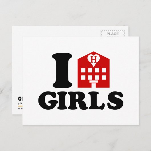 I Love Hotel Girls Briefkaart (Voorkant / Achterkant)