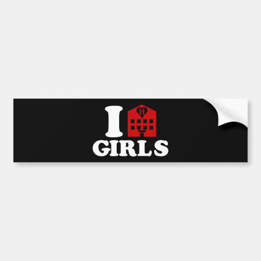 I Love Hotel Girls Bumpersticker (Voorkant)