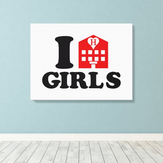 I Love Hotel Girls Canvas Afdruk (Insitu (Houten vloer))