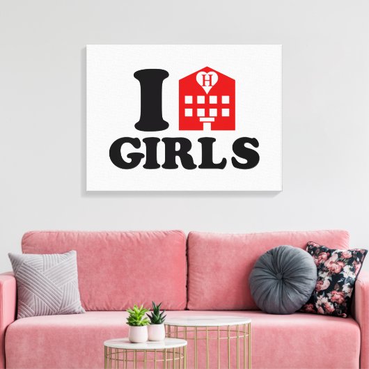 I Love Hotel Girls Canvas Afdruk (Insitu (Woonkamer))