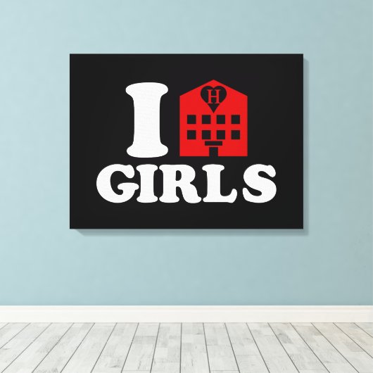 I Love Hotel Girls Canvas Afdruk (Insitu (Houten vloer))