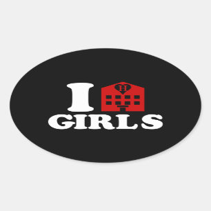 I Love Hotel Girls Ovale Sticker