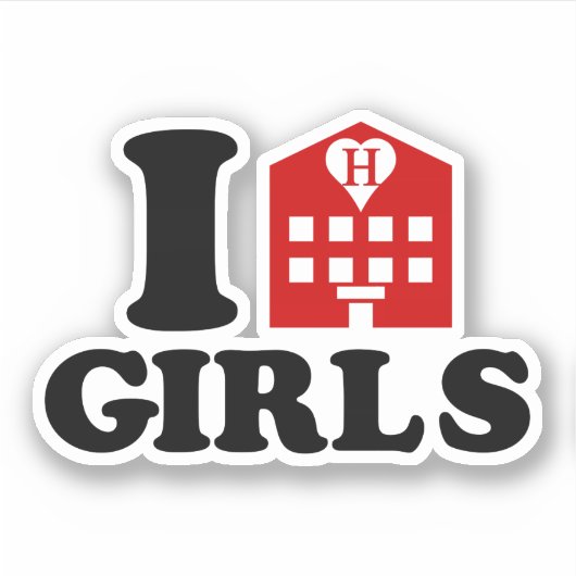 I Love Hotel Girls Sticker (Voorkant)