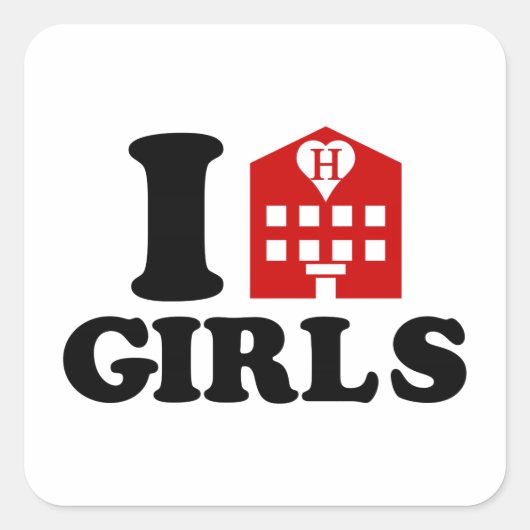 I Love Hotel Girls Vierkante Sticker (Voorkant)