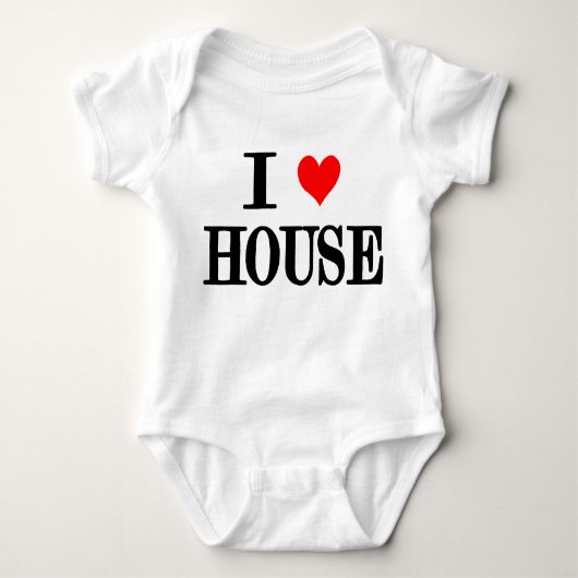 I Love House "house music" baby one peice dj edm Romper (Voorkant)