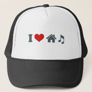 I Love House Music Baseball Hat Ibiza Dancing Trucker Pet