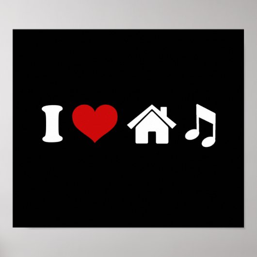 I Love House Music Black Poster | Ibiza Dancing (Voorkant)