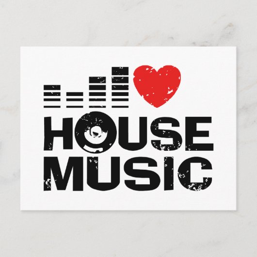 I Love House Music Briefkaart (Voorkant)