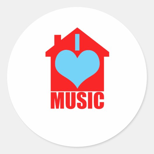 I Love House Music - Heart House Ronde Sticker (Voorkant)
