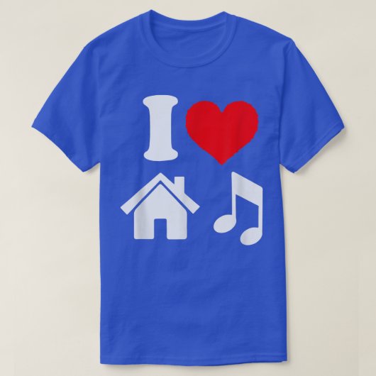 I Love House Music in hart house T-shirt (Design voorkant)