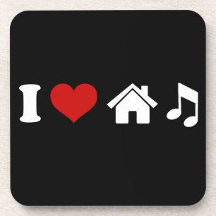 I Love House Music Onderzetter   Dans  Ibiza Party