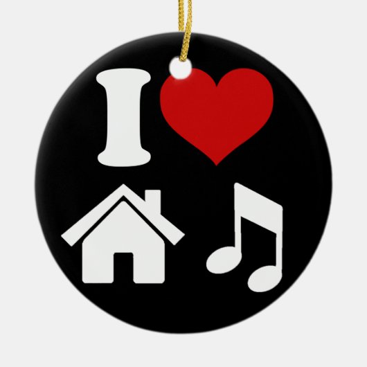 I Love House Music Ornament | Ibiza Danspartij (Voorkant)
