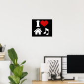 I Love House Music Poster | Ibiza Danspartij (Thuiskantoor)