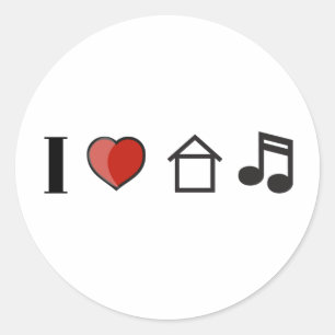 I Love House Music Ronde Sticker