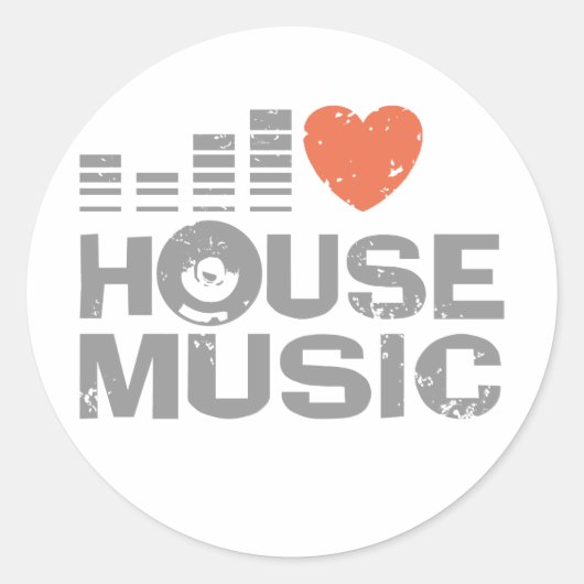 I Love House Music Ronde Sticker (Voorkant)