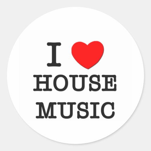 I Love House Music Ronde Sticker (Voorkant)