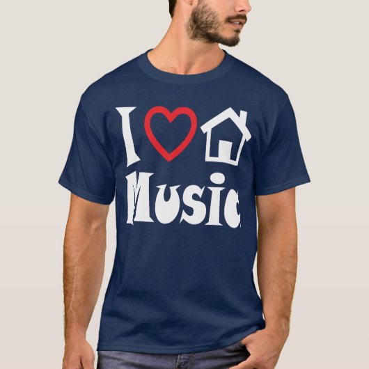 I Love House Music T Shirt Dark (Voorkant)
