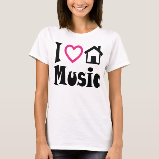 I Love House Music T Shirt Light (Voorkant)