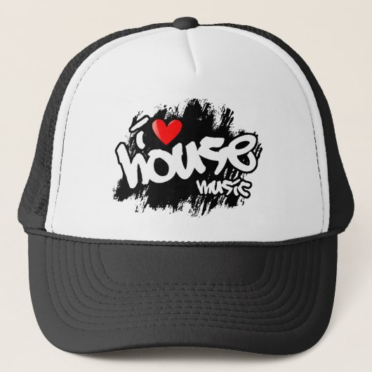 I Love House Music Trucker Pet (Voorkant)