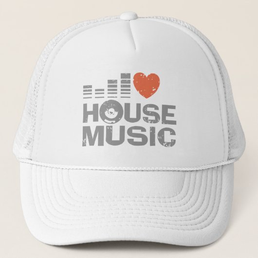 I Love House Music Trucker Pet (Voorkant)