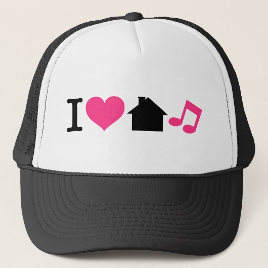 I Love House Music Trucker Pet (Voorkant)