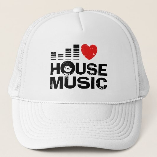 I Love House Music Trucker Pet (Voorkant)
