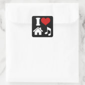 I Love House Music Vierkante Sticker (Tas)