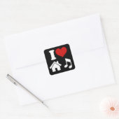 I Love House Music Vierkante Sticker (Envelop)