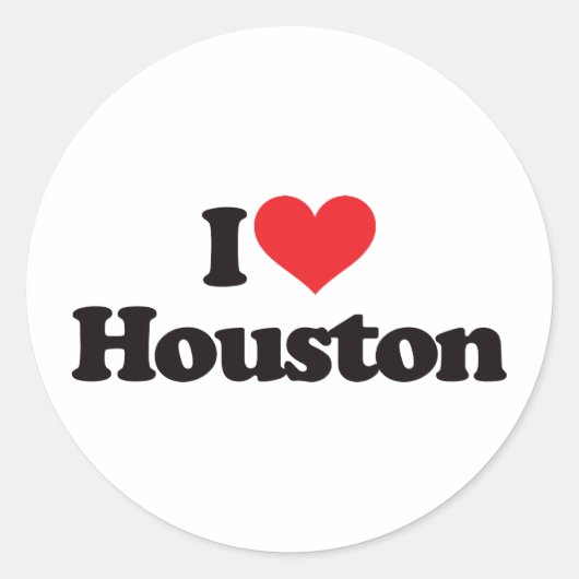 I Love Houston Ronde Sticker (Voorkant)