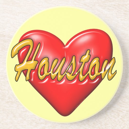 I Love Houston Zandsteen Onderzetter (Voorkant)