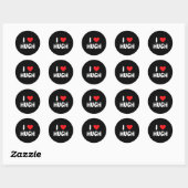 I Love Hugh - Hart - Naam Ronde Sticker (Vel)