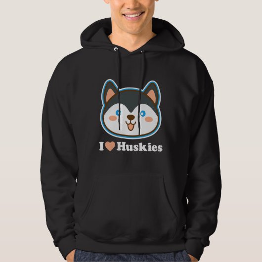 I Love Huskies Hoodie (Voorkant)