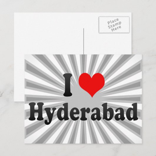 I Love Hyderabad, India Briefkaart (Voorkant / Achterkant)