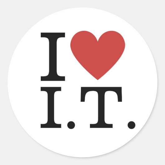 I ❤️ Love I.T. Informatie Tech Personeel CUSTOM Ronde Sticker (Voorkant)