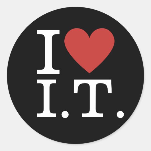 I ❤️ Love I.T. Informatie Tech Personeel CUSTOM Ronde Sticker (Voorkant)