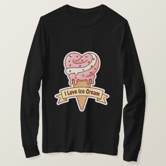 "I Love Ice Cream" Heart Swirl Cone T-shirt (Design voorkant)