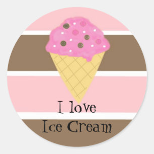 I Love Ice Cream Ronde Sticker
